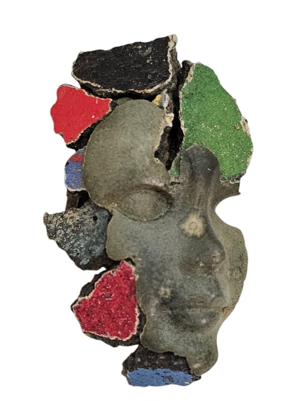 Architecture Modernist Mixed Medium Face Brooch Stony, Rock Pin L620